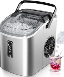 Alternative view of EUHOMY Ice Maker Countertop with Carry Handle, 9 Cubes Ready in 6 Mins, 26.5lbs/24H, Self-Cleaning, 2 Sizes of Bullet Ice with Basket and Scoop, Portable Ice Maker Machine for Home, Kitchen, Office