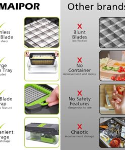 Alternative view of Vegetable Chopper, Pro Onion Chopper, Multifunctional 13 in 1 Food Chopper, Kitchen Vegetable Slicer Dicer Cutter,Veggie Chopper With 8 Blades,Carrot and Garlic Chopper With Container