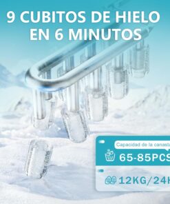 Alternative view of EUHOMY Ice Maker 12kg/24H, 9 Cubes in 6 Minutes, Self-Cleaning Ice Maker, 2 Ice Sizes, with Handle, Ice Shovel and Basket, Suitable for Home/Kitchen/Office/Bar Black