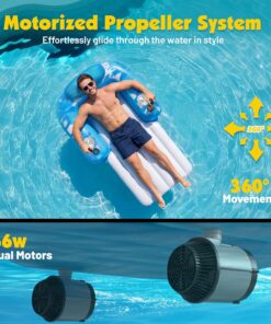 Alternative view of HopeRock Inflatable Motorized Pool Floats for Adults - Rechargeable Pool Lounger with Dual Motors & 2 Storage Compartments, Electric Water Lounger Float, Pool Raft Holds up to250lb, Pool Toys Adults