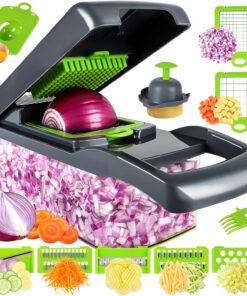 Vegetable Chopper, Pro Onion Chopper, Multifunctional 13 in 1 Food Chopper, Kitchen Vegetable Slicer Dicer Cutter,Veggie Chopper With 8 Blades,Carrot and Garlic Chopper With Container